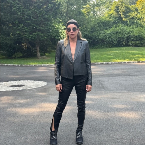 J Brand Black Leather Jacket/ Blazer - Picture 4 of 10